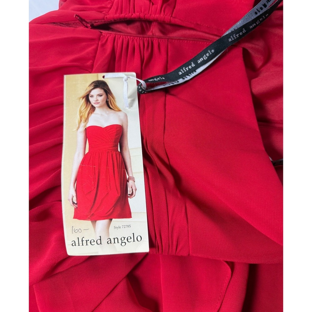 Alfred Angelo Red Strapless Chiffon Cocktail Dress Size 14 - Picture 10 of 10